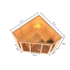 Sauna 'Aurelia 2' naturbelassen mit bronzierter Tür 9 kW Ofen externe Steuerung 231 x 231 x 198 cm