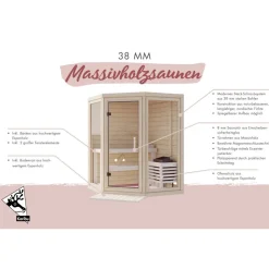 Sauna 'Yumalie' naturbelassen 158 x 207 x 158 cm