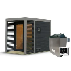Saunahaus 'Aressa 1' anthrazit / graualuminium Ofen 9 kW externe Steuerung 191 x 231,5 x 276 cm