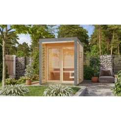 Saunahaus 'Aressa 1' naturbelassen / graualuminium Ofen 9 kW externe Steuerung 191 x 231,5 x 276 cm