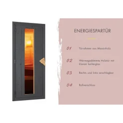 Saunahaus 'Bosco 6' terragrau 9 kW Bio-Ofen externe Steuerung 396 x 231 x 217 cm