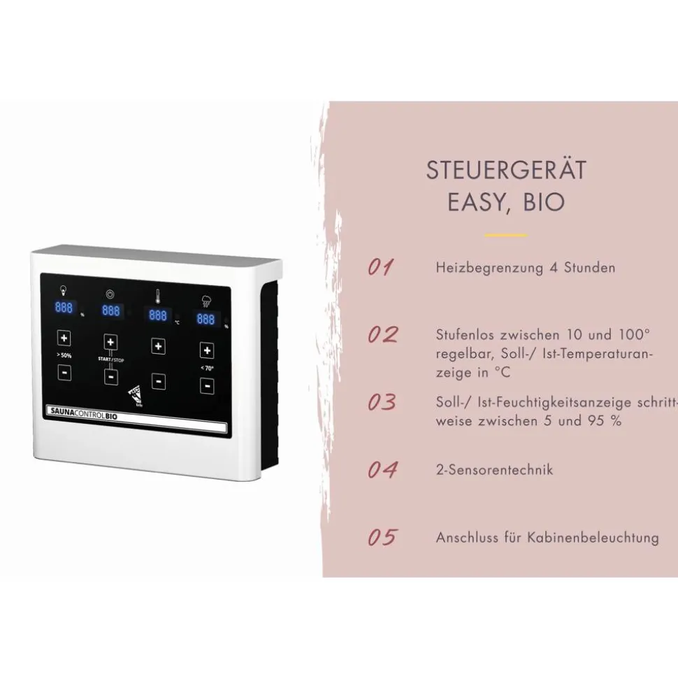 Saunahaus 'Bosco 2' terragrau 9 kW Bio-Ofen externe Steuerung 196 x 196 x 228 cm