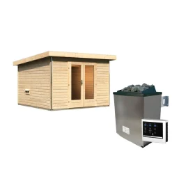 Saunahaus 'Francisco 1' A naturbelassen 9 kW Ofen externe Steuerung 309 x 309 x 229 cm