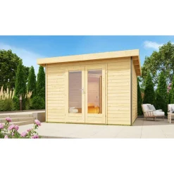 Saunahaus 'Francisco 1' A naturbelassen 9 kW Bio-Ofen externe Steuerung 309 x 309 x 229 cm