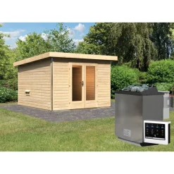 Saunahaus 'Francisco 1' A naturbelassen 9 kW Bio-Ofen externe Steuerung 309 x 309 x 229 cm