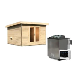 Saunahaus 'Francisco 1' A naturbelassen 9 kW Bio-Ofen externe Steuerung 309 x 309 x 229 cm
