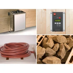 Saunahaus 'Kurikka' mit Sauna Varberg 3 und 7,5 kW OS-Ofenset, Steuerung 298 x 298 x 315 cm