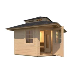 Saunahaus 'Kurikka' mit Sauna Varberg 3 und 7,5 kW BioS-Ofenset, Steuerung 298 x 298 x 315 cm