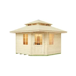 Saunahaus 'Kurikka' natur mit Sauna Varberg 3 ohne Ofen Holztür, Fenster 298 x 298 x 315 cm