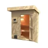 Saunahaus 'Naantali' natur mit 9 kW BioS-Ofenset, externe Steuerung 186,6 x 186,6 x 253