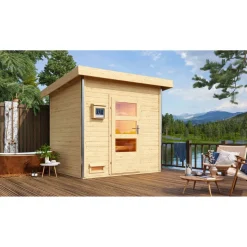 Saunahaus 'Norge' natur 9 kW Ofen, Steuerung Easy 231 x 196 x 238 cm