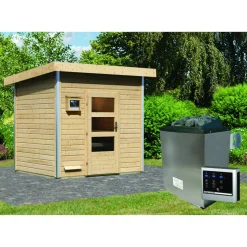 Saunahaus 'Norge' natur 9 kW Ofen, Steuerung Easy 231 x 196 x 238 cm
