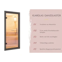 Saunahaus 'Orcadia' schwarz Ofen 9 kW Bio externe Steuerung 219,5 x 244 x 216,5 cm
