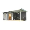 Saunahaus 'Salo 2' grau mit Sauna Varberg 3 und 7,5 kW OS-Ofenset, Steuerung 601 x 298 x 237 cm