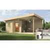 Saunahaus 'Salo 2' natur mit Sauna Varberg 3 und 7,5 kW BioS-Ofenset, Steuerung 601 x 298 x 237 cm