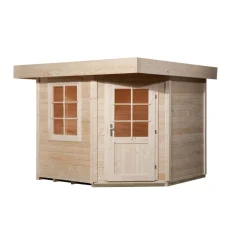 Saunahaus 'Salo 1' natur mit Sauna Varberg 3 und 7,5 kW OS-Ofenset, Steuerung 298 x 298 x 237 cm