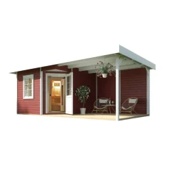 Saunahaus 'Salo 2' rot mit Sauna Varberg 3 und 7,5 kW OS-Ofenset, Steuerung 601 x 298 x 237 cm