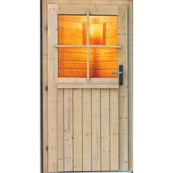Saunahaus 'Skrollan 1' naturbelassen mit klassischer Tür 336 x 196 x 228 cm