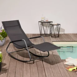 Schaukelliege 'Aliano' schwarz 57 x 84 x 143 cm