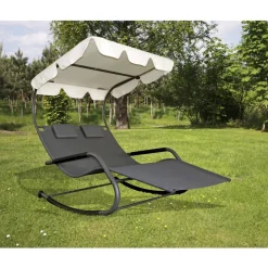 Schaukelliege 'Serifos' mit Sonnendach anthrazit/beige 138 x 160 x 200 cm