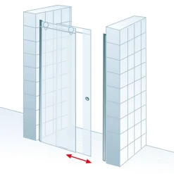 Schiebetür für Nische 'MasterClass' links, teilgerahmt, Chromoptik, 140 x 200 cm