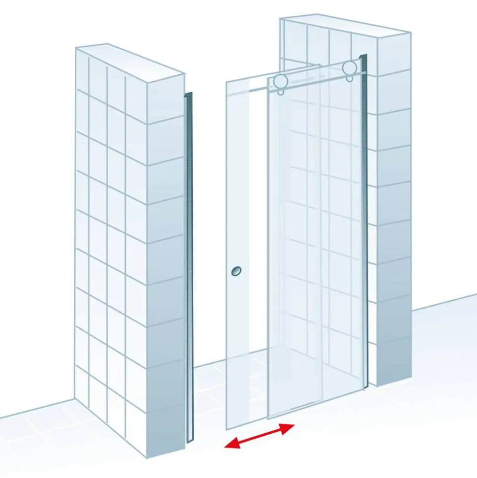 Schiebetür für Nische 'MasterClass' rechts, teilgerahmt, Chromoptik, 120 x 200 cm