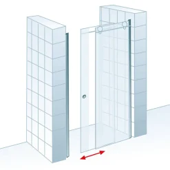 Schiebetür für Nische 'MasterClass' rechts, teilgerahmt, Chromoptik, 140 x 200 cm