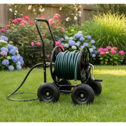 Schlauchwagen 'Rota WMSK006' Metall schwarz 58 x 95 x 63 cm