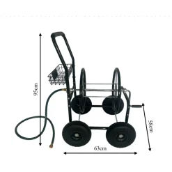Schlauchwagen 'Rota WMSK006' Metall schwarz 58 x 95 x 63 cm