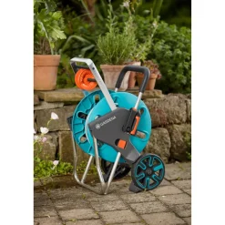 Schlauchwagen-Set 'CleverRoll M Easy' türkis, orange 20 m Schlauchkapazität