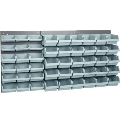Schlitzpaneele Stahlblech hellgrau 120 x 60 x 10 cm 3-teilig mit 48 Sichtboxen
