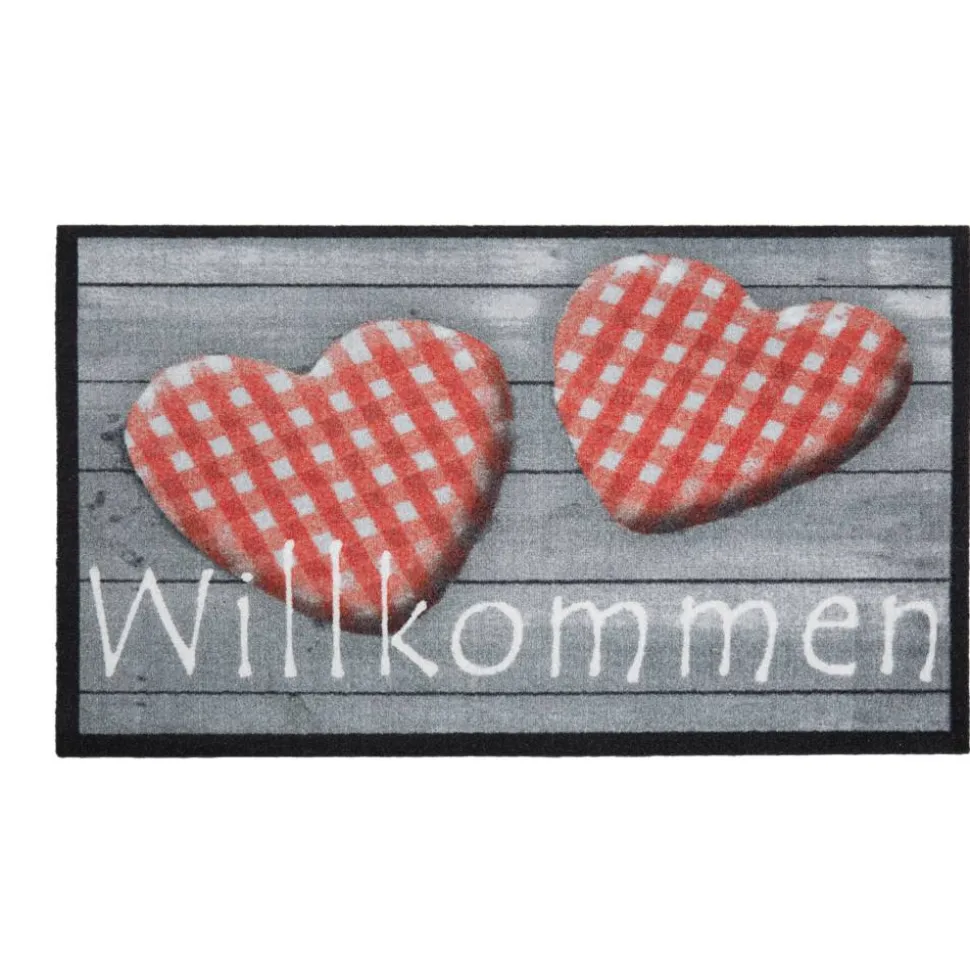 Schmutzfangmatte 'Willkommen' grau 39 x 58 cm