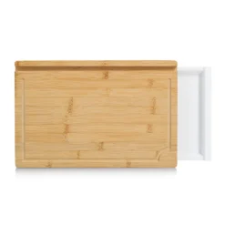 Schneidebrett mit Tablett & Tablet-Halter Bambus/Kunststoff 40 x 5,2 x 26,5 cm