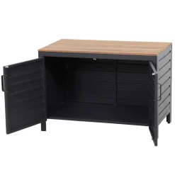 Schrank 'Sierra' Aluminium, Teakholz schwarz 100 x 70 x 56 cm