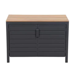 Schrank 'Sierra' Aluminium, Teakholz schwarz 100 x 70 x 56 cm