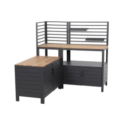 Schrank 'Sierra' Aluminium, Teakholz schwarz 100 x 70 x 56 cm