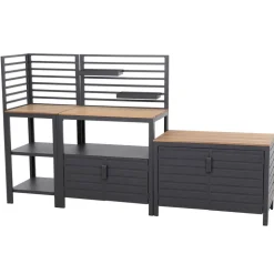 Schrank 'Sierra' Aluminium, Teakholz schwarz 100 x 70 x 56 cm