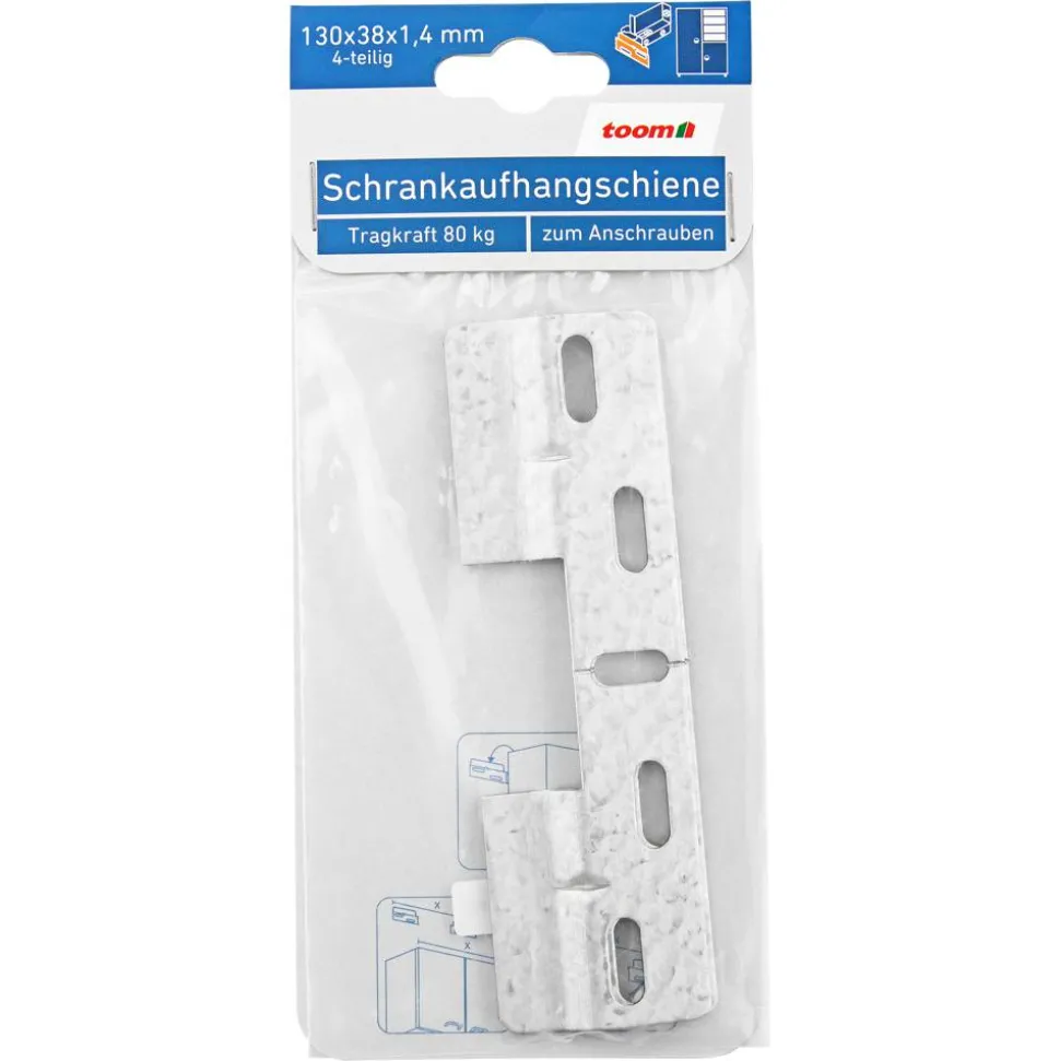 Schrankaufhangschienen Metall verzinkt 13 x 3,8 x 0,6 cm 4 Stück