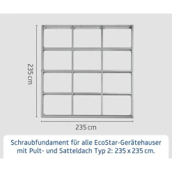 Schraubfundament für Gerätehaus Berry Typ 2, ohne Rahmen