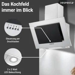 Schräghaube 'CH 2060 SBM' Edelstahl/Glas schwarz 60 cm