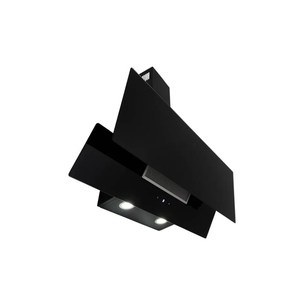 Schräghaube 'CH66038-90SAM' Metall/Glas schwarz 90 cm