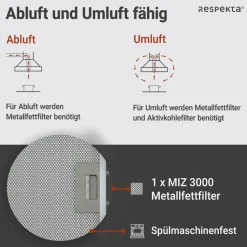 Schräghaube 'CH58090WA+' Metall/Glas weiß 90 cm