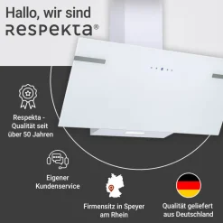 Schräghaube 'CH58090WA+' Metall/Glas weiß 90 cm