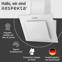 Schräghaube 'CH21060WBZ' Metall/Glas weiß 60 cm
