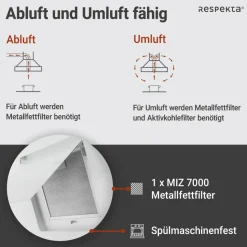 Schräghaube 'CH22010/90WBZ' Metall/Glas weiß 90 cm