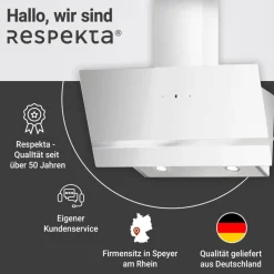 Schräghaube 'CH24080WM' Metall/Glas weiß 80 cm