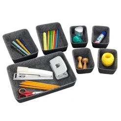 Schubladen Organizer grau Filz 7-teilig