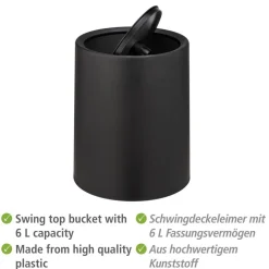 Schwingdeckeleimer 'Atri' schwarz Ø 21 x 25,5 cm 6 l