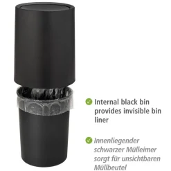 Schwingdeckeleimer 'Atri' schwarz Ø 21 x 25,5 cm 6 l
