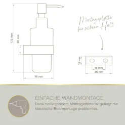 Seifenspender 'Aura' wandhängend eckig verchromt/weiß